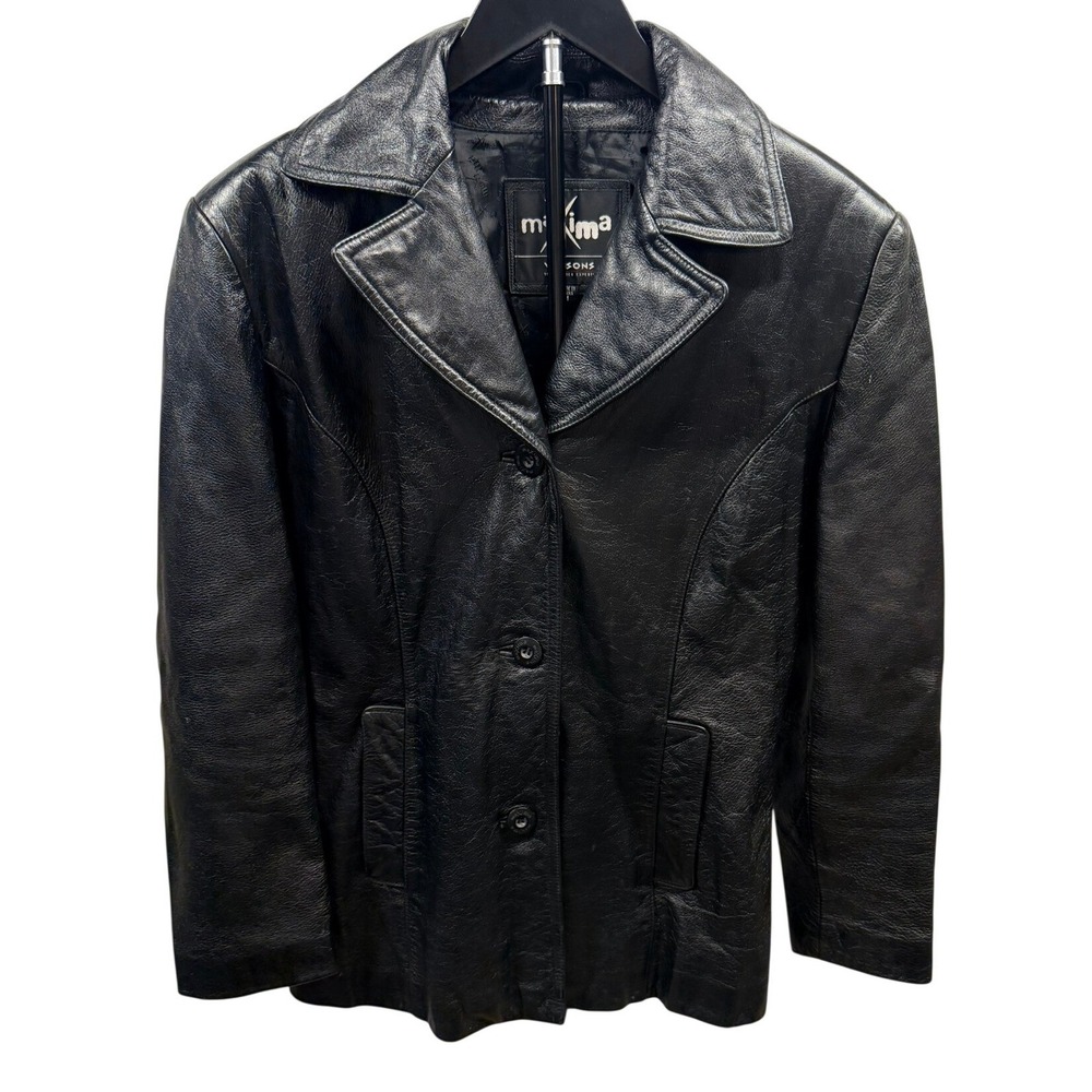 VIntage 1988 Maxima Women's Wilson's Leather Iconic Black Leather Blazer Coat M